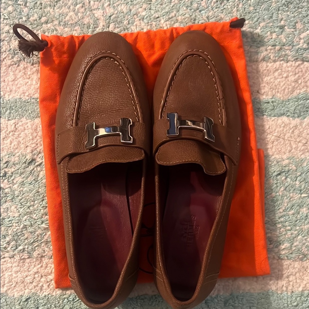 Hermes Brown Leather Flats/loafers